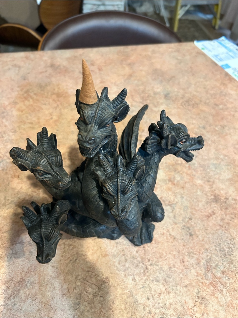Five-Headed Dragon Incense Cone Holder - Dark Gray